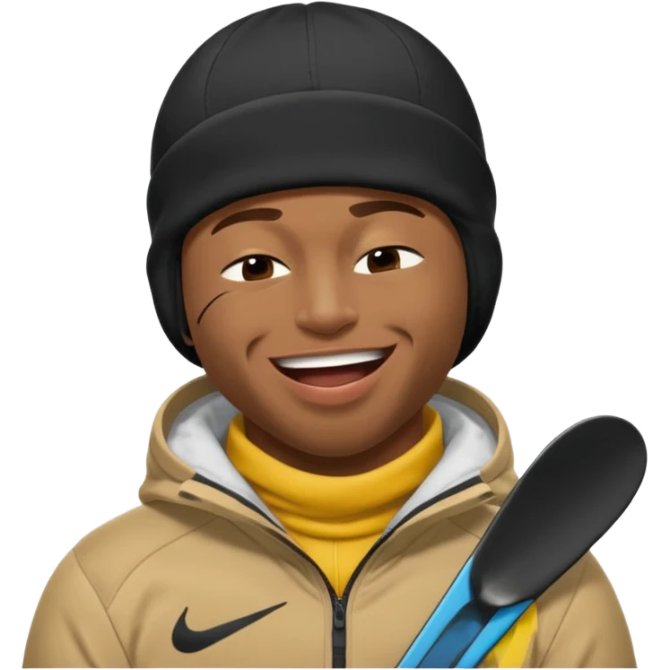 black guy with nike ski mask on squinching his face trying to hold his laugh with his eyes closed emoji