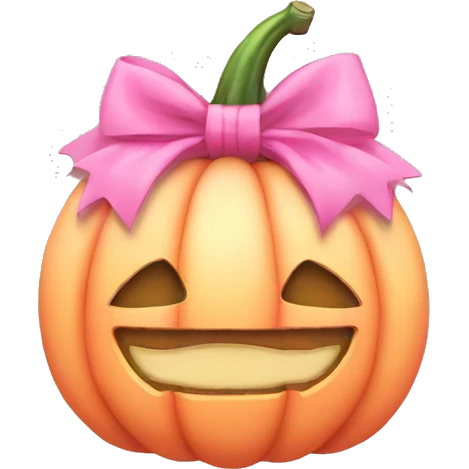 Light pink soft Pumpkin with a pink bow emoji