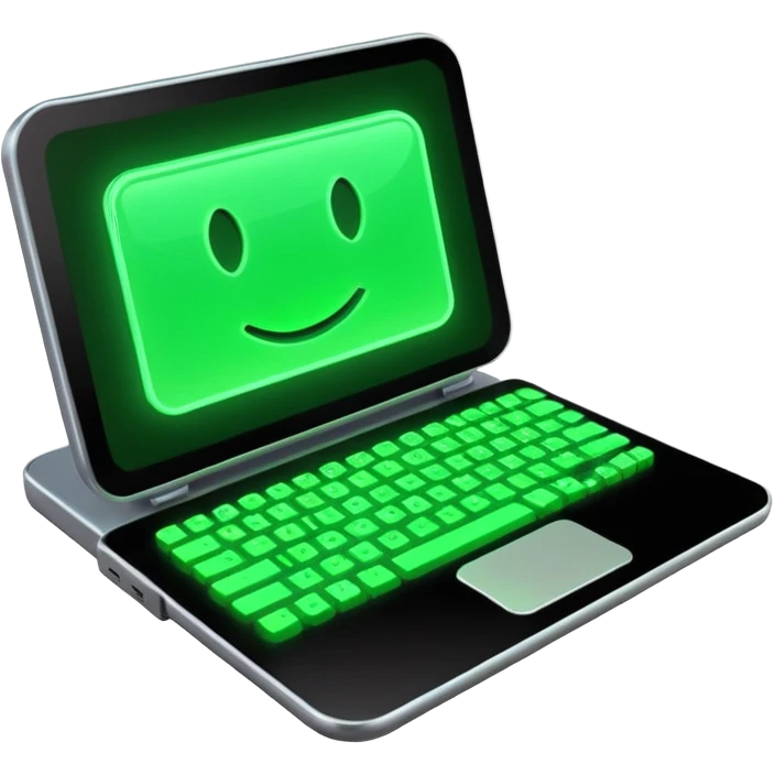 computer with green code emoji