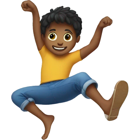 A boy doing flip emoji