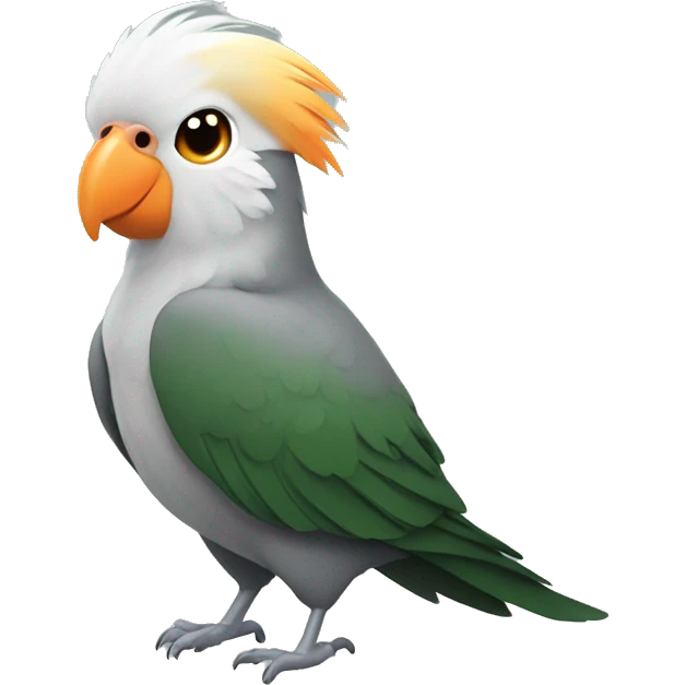 Grey Cockatiel orange cheeks with Dark Green Tail emoji