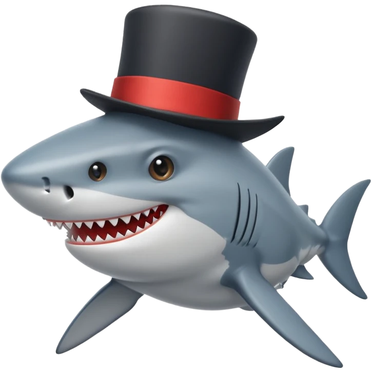 Shark with a top hat emoji