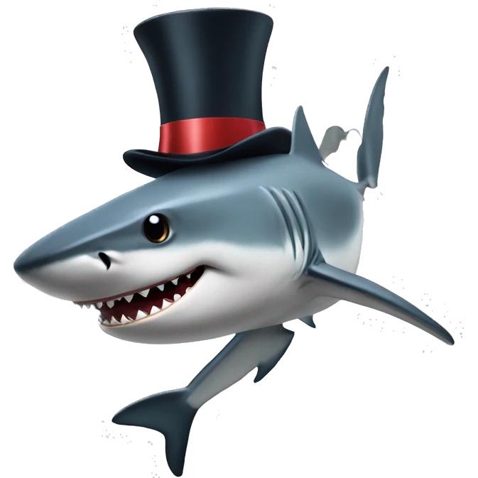 Shark with a top hat emoji