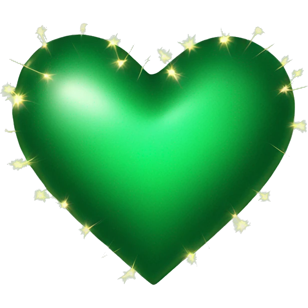 A green heart with cristmas ligths  emoji