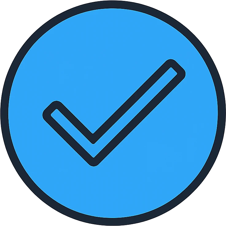 blue tick icon, simple, clean, suitable for use as a verification badge emoji