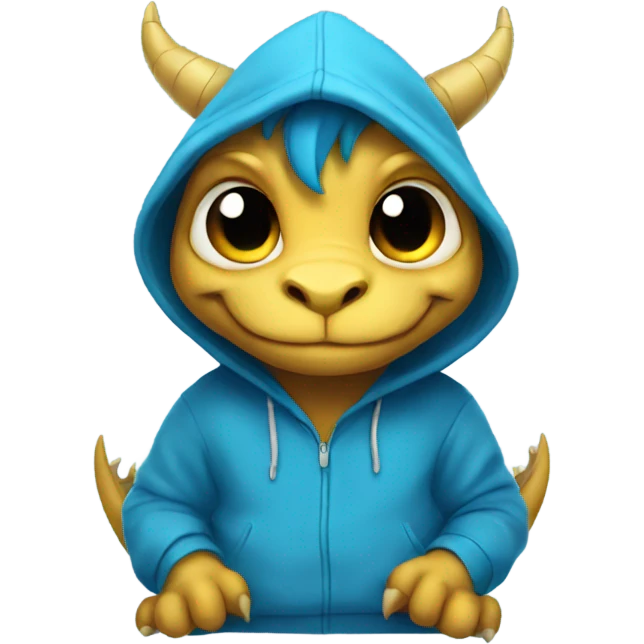 Cute dragon wearing a blue hoodie emoji