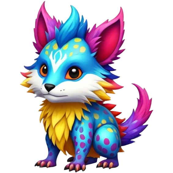 a colorful edgy cute vernid-fionbri-creature with splash patterns full body  emoji