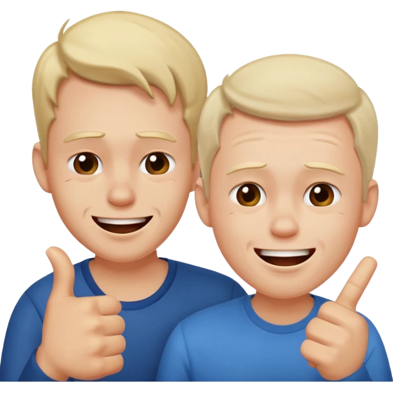 2 homme, un triste et l'autre qui le pointe du doigt en rigolant emoji