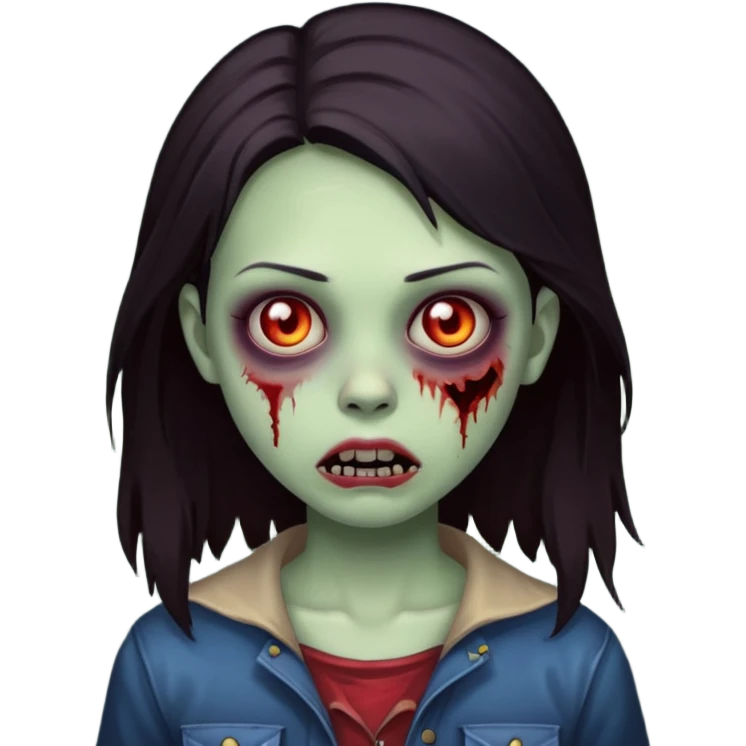 girl zombie, dark hair emoji