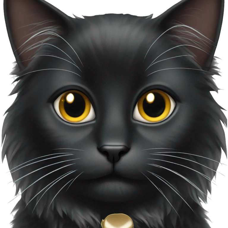 black cat domestic long-haired with white spot on the mouth emoji
