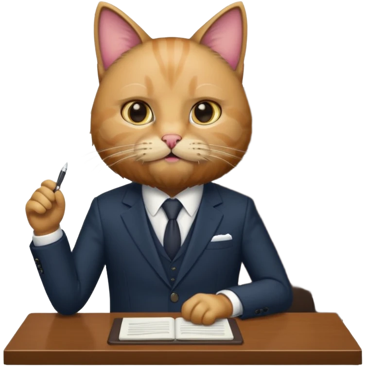 cat with a beard in the office boss emoji