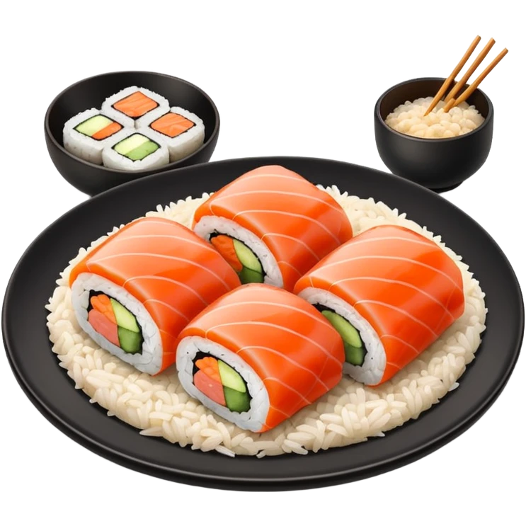 Sushi chicken rolls rice outside restaurant plate emoji