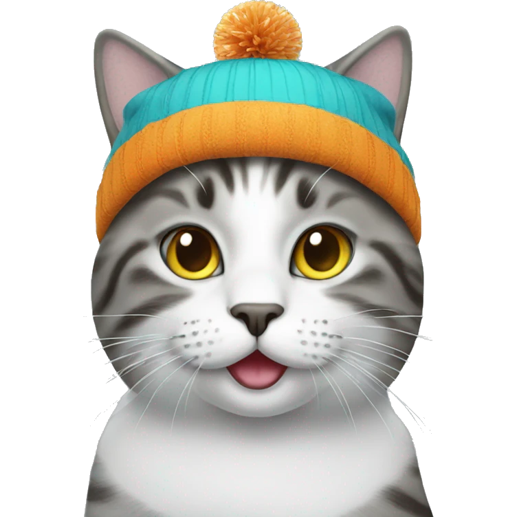 cat snowboarding birthday hat emoji