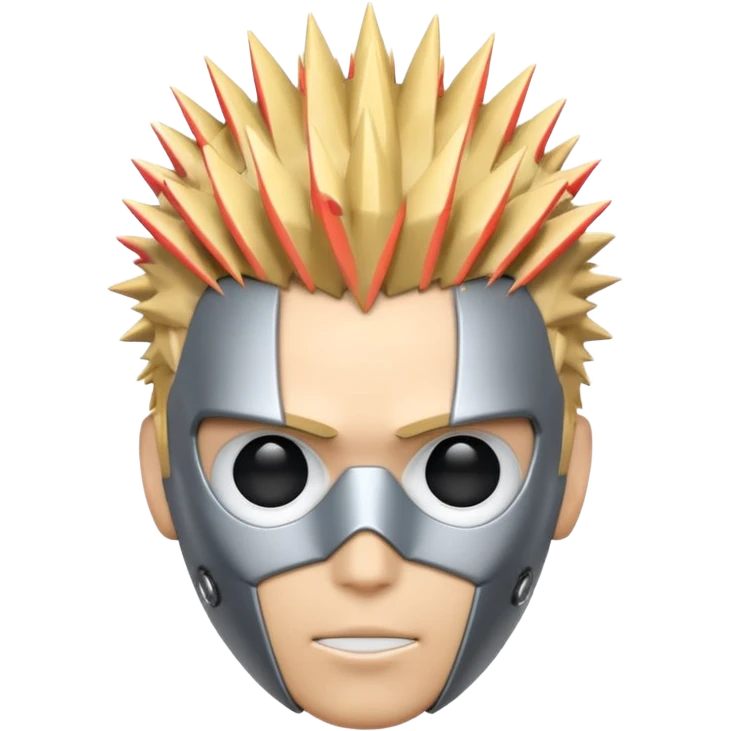 minimal emoji of Genos from One Punch Man, mechanical face, spiky blond hair, robot emoji style emoji