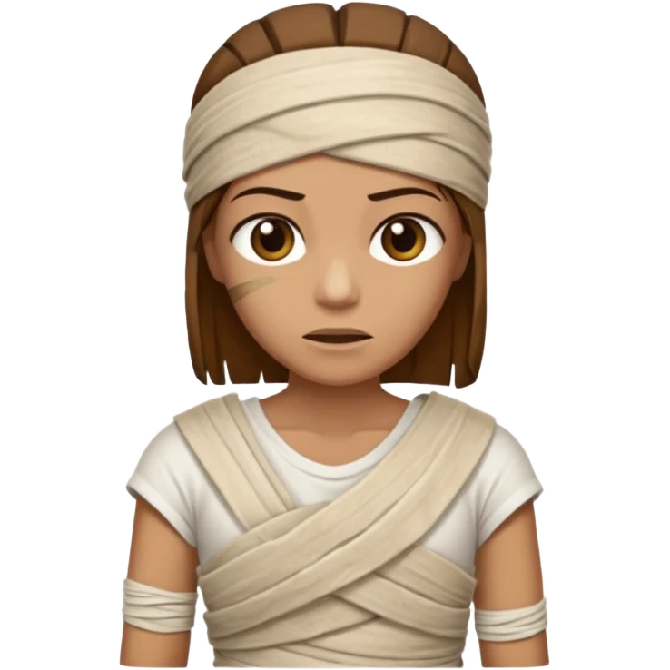 Mummy, his clothes:white T-shirt, brown hair emoji