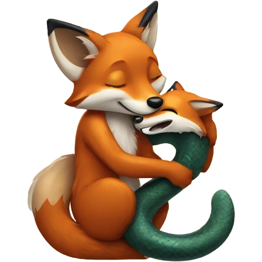 fox hugs snake emoji