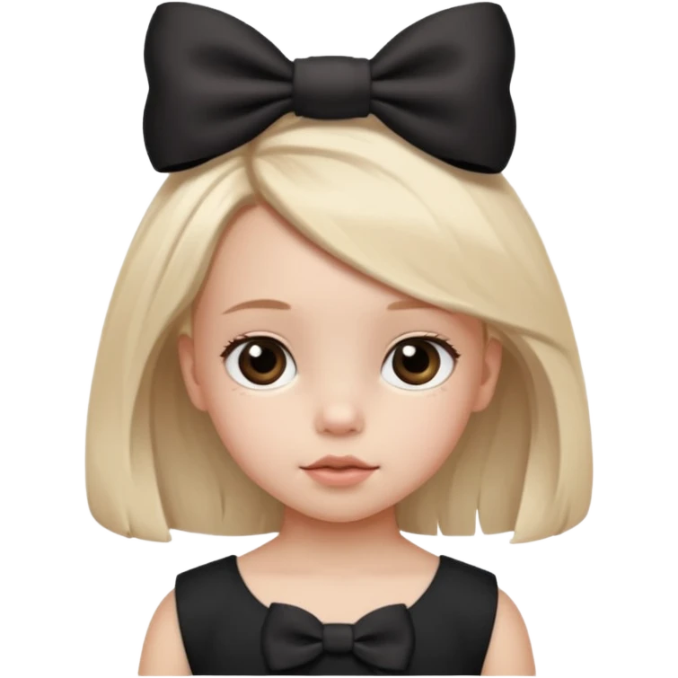 una chica pequeña con una cola color negro  3 años emoji