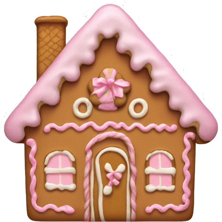 gingerbread house with a pale pink bow  emoji