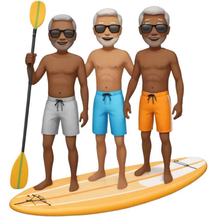paddleboarding 2  buddies one black older biog\ male wafer emoji