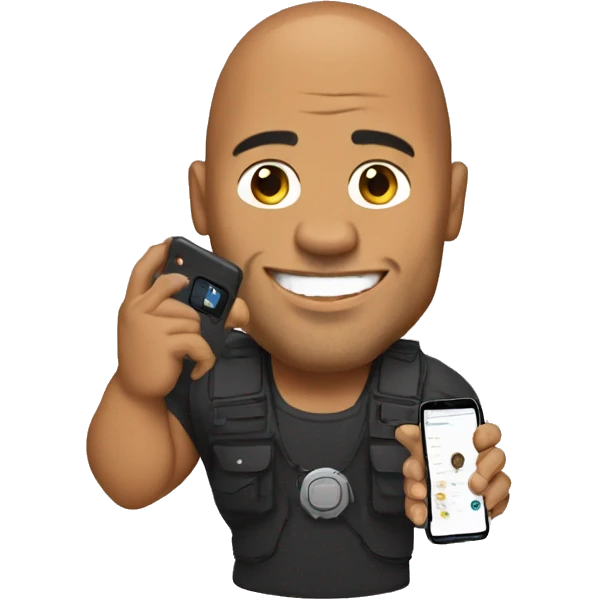 the rock with a mobile phone emoji
