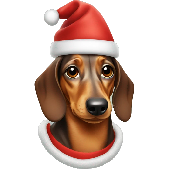 dachshund wearing a christmas hat emoji