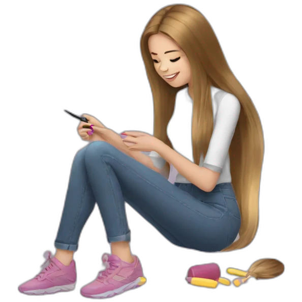 a-girl-long-hair-doing-the-nails emoji