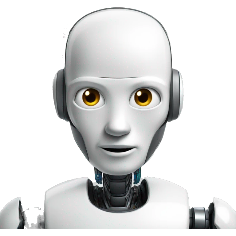 artificial intelligence robot with only white borders head and with side view emoji