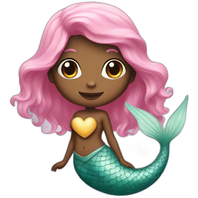 Mermaid with a heart and a cat emoji