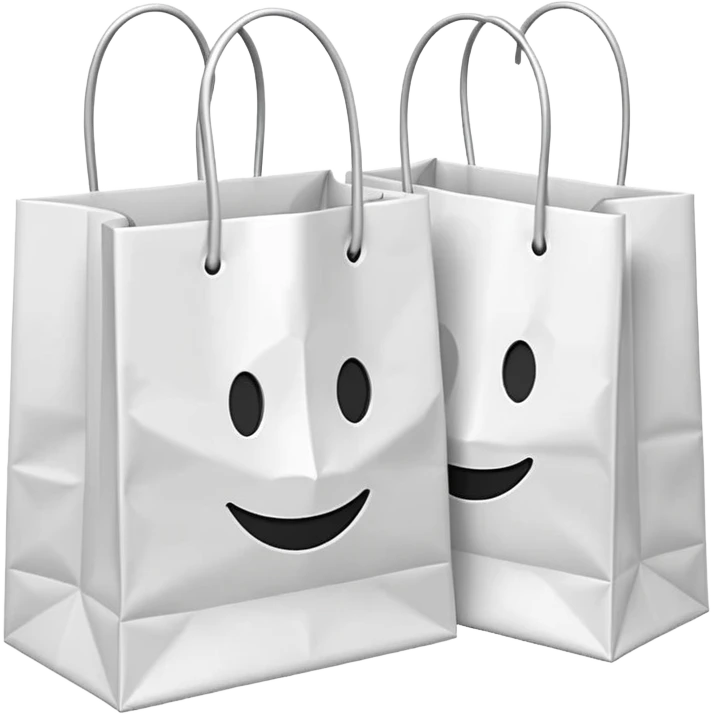 A 3D emoji of two white paper shopping bags, one large and one small, s emoji
