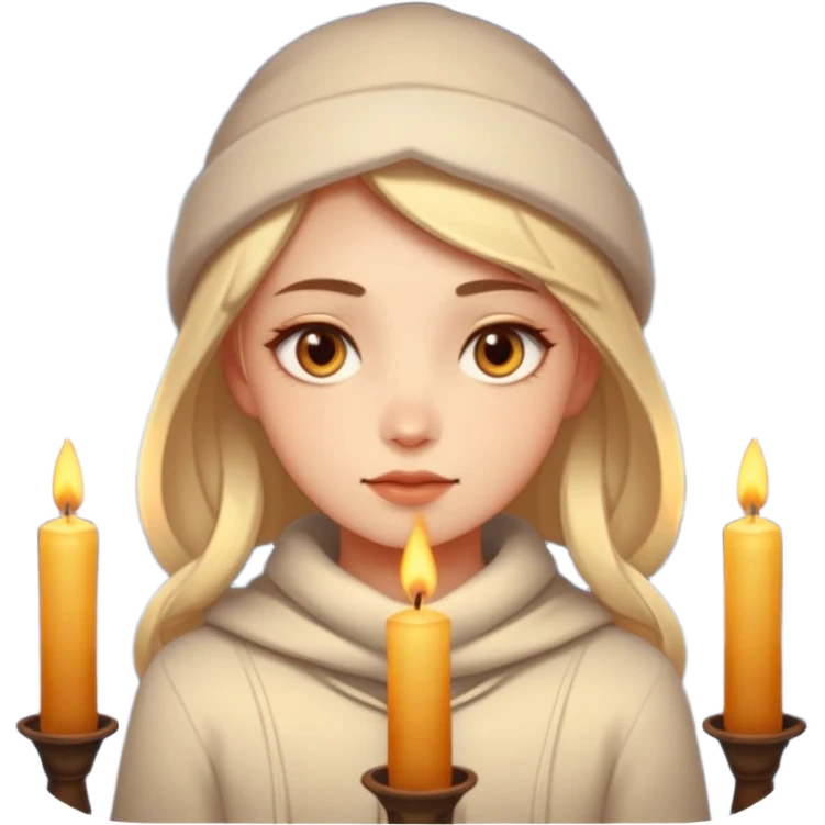 Fantasy human portrait emoji, warm candlelight reflection in eyes, winter evening mood, no extra accessories, emotional minimalism, clean emoji style, male/female variant
 emoji