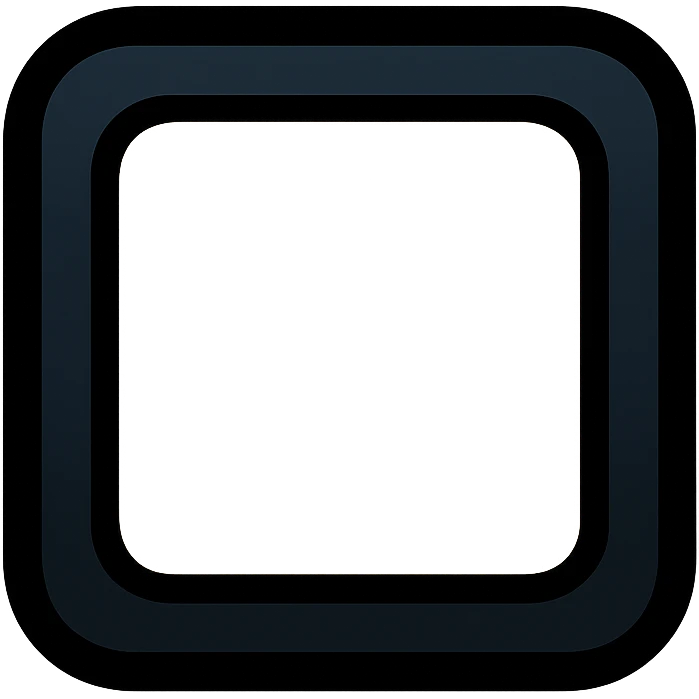 stylized icon of a square with rounded corners, white core, soft seamless ombre gradient to black outside, no visible border, no text emoji