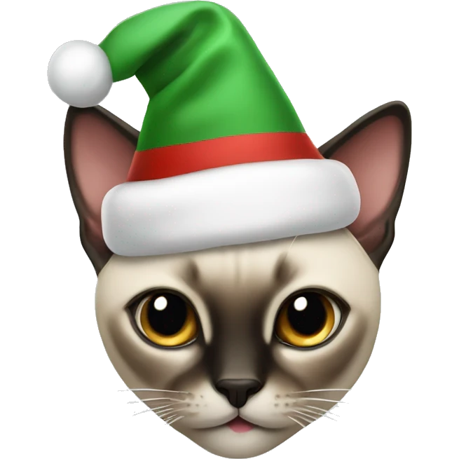 Siamese cat with Christmas hat on emoji