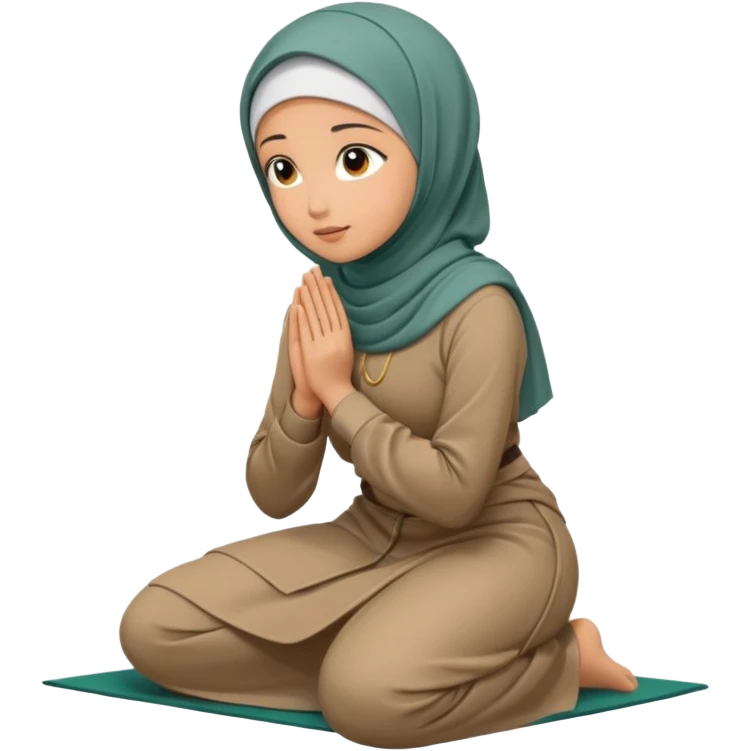 Woman Kneeling for Islamic prayer side view emoji