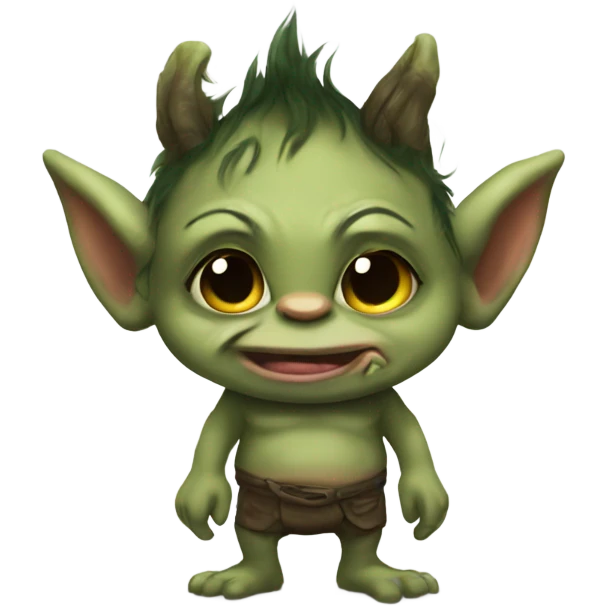 Cute troll gremlin kissy emoji