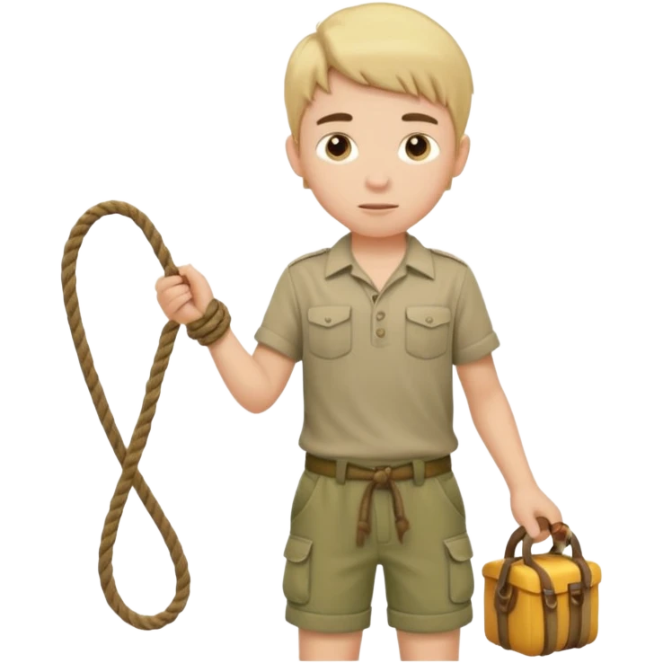 Boy holding rope,Jungle Explorers. emoji