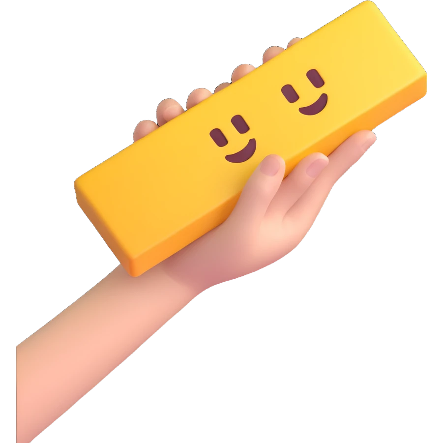 hand holding a long rectangle no handle 3D emoji style no text transparent background emoji