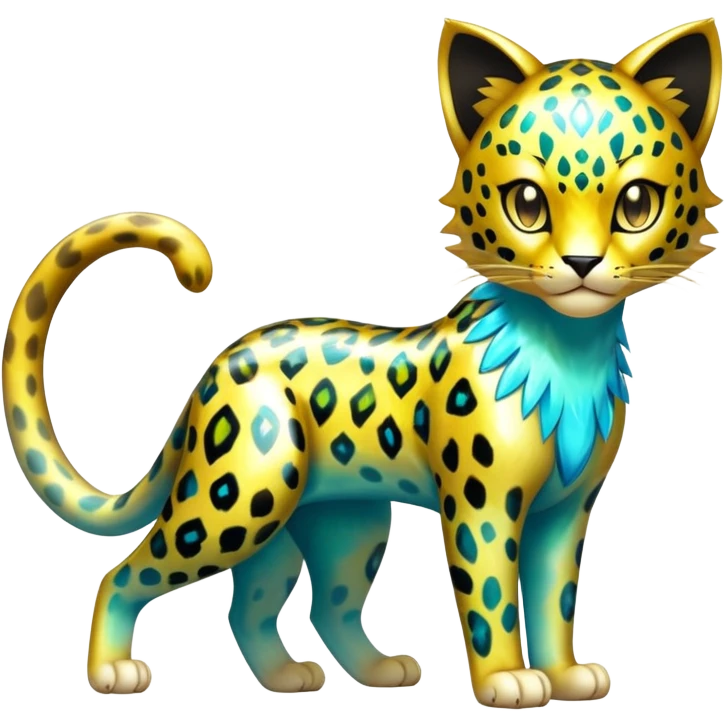 Shiny Elemental Exotic Liepard-Delcatty-Pokémon-Fakémon-hybrid-creature (full body) emoji