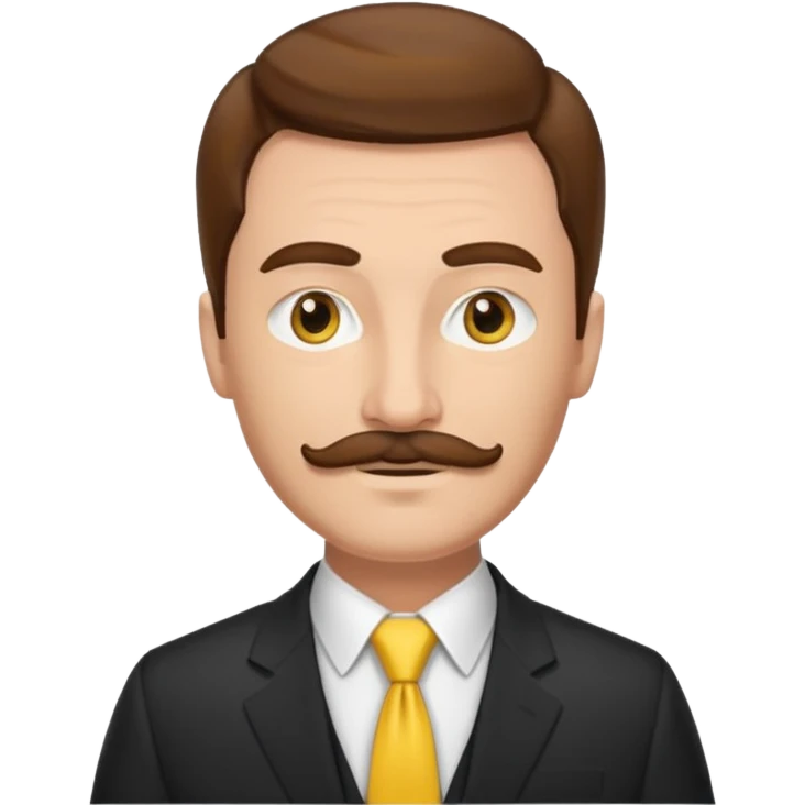["Fair-skinned man with brown hair and thin moustache, wearing a suit and yellow tie."] emoji