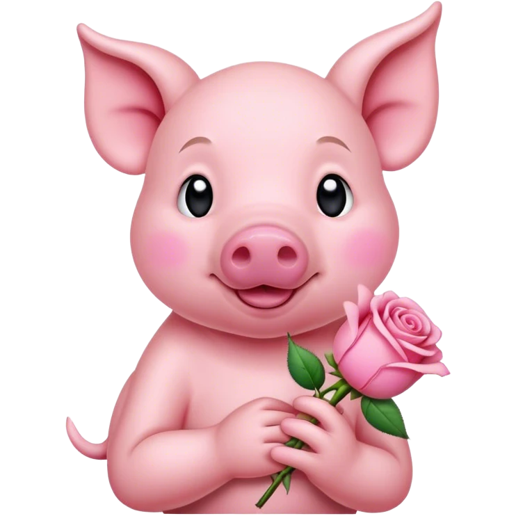 Piglet holding a rose emoji