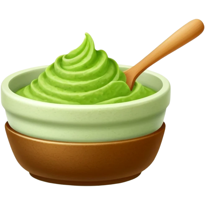 Ground wasabi paste in a small dish, green wasabi condiment emoji