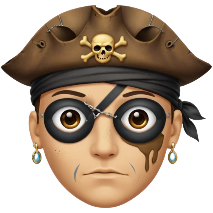 Eye patch pirate with earring, one eye covered
 emoji