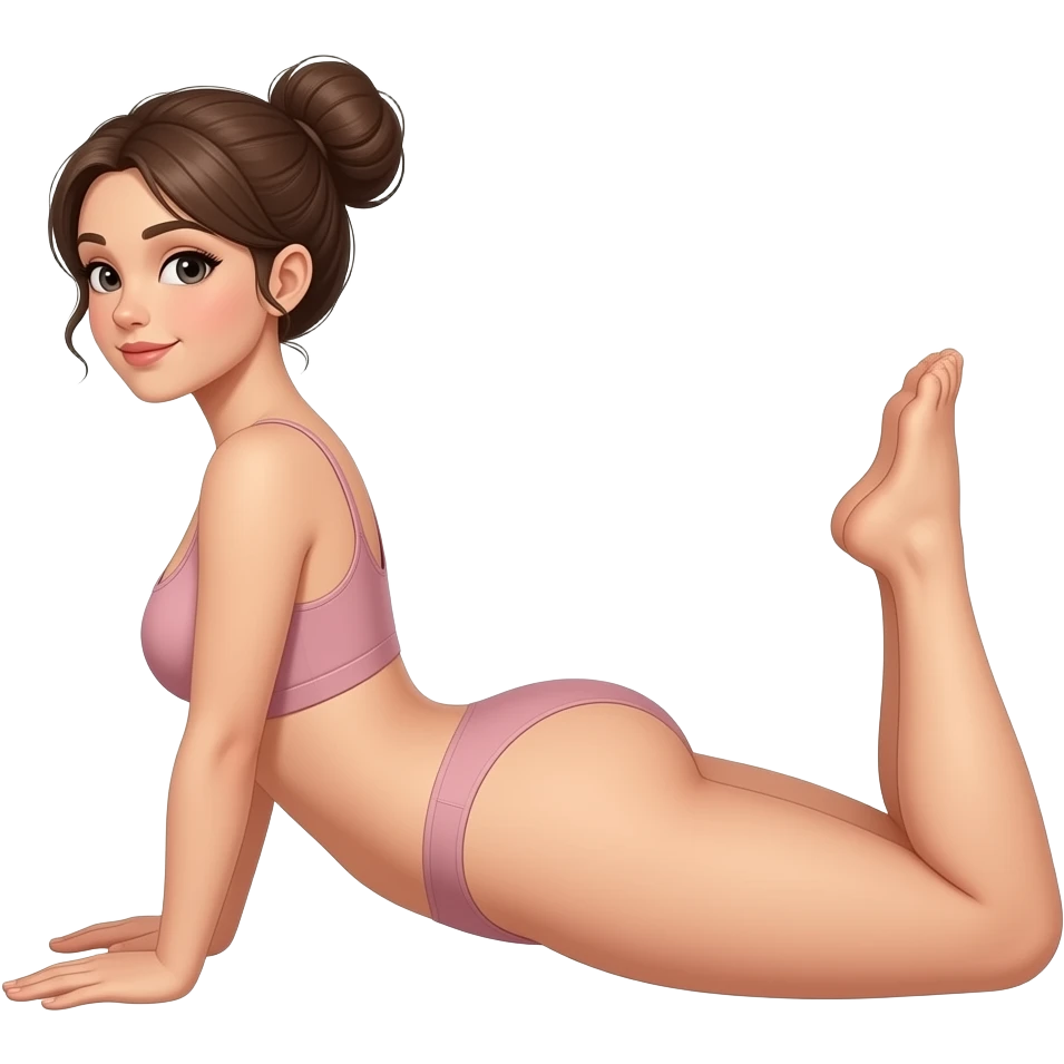 Mulher pelada fazendo Yoga deitada aparecendo a bunda emoji