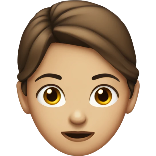 Girl with brown hair looking suspiciously with eyebrow raised emoji