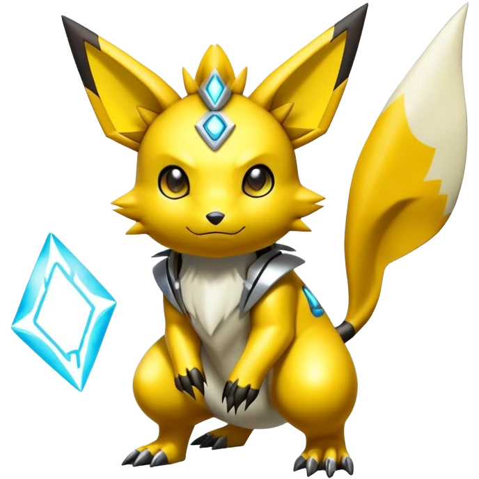 Shiny Futuristic Colorful Cyber-Pichu-Raichu-Renamon-Zeraora-hybrid-creature emoji