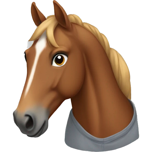 A chestnut horse wearing a grey t-shirt emoji