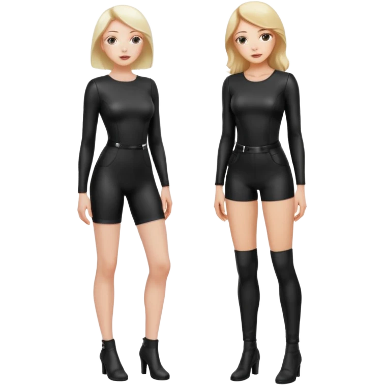 A woman on her knees for another woman, while the other woman stands up next to her. The woman standing is a dominatrix, the other woman on the knees is a slave emoji
