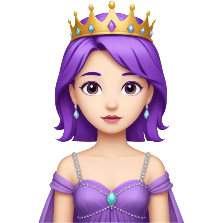Princesses with Purple Hair in Gown with Tiara emoji
