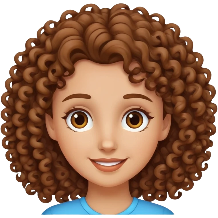 Garota de cabelos cacheados castanho garota branca feliz emoji