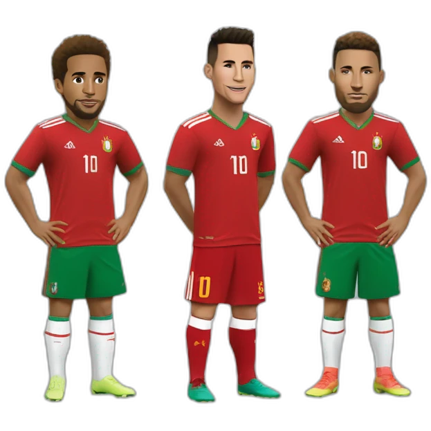 Ronaldo + messi + neymar avec le maillot du maroc emoji