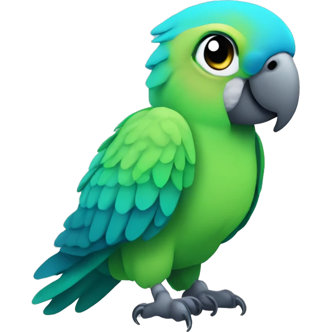Quaker green parrot with blue wings and teal tail feathers with a playful attitude  emoji